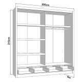 Guardaroba 2 Ante Bianco Crema Nero 4 Ripiani Appendiabiti 205x216h cm, 2 Cassetti - Copala