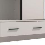 Guardaroba 2 Ante Bianco Crema Nero 4 Ripiani Appendiabiti 205x216h cm, 2 Cassetti - Copala