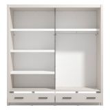 Guardaroba 2 Ante Bianco Crema Nero 4 Ripiani Appendiabiti 205x216h cm, 2 Cassetti - Copala