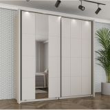 Guardaroba 2 Ante Bianco Crema Nero Appendiabiti 2 Ripiani 195x205h cm, 2 Ante - Asilah