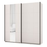 Guardaroba 2 Ante Bianco Crema Nero Appendiabiti 2 Ripiani 195x205h cm, 2 Ante - Asilah