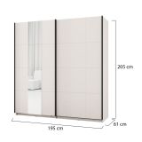 Guardaroba 2 Ante Bianco Crema Nero Appendiabiti 2 Ripiani 195x205h cm, 2 Ante - Asilah