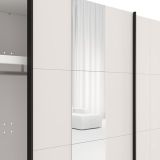 Guardaroba 2 Ante Bianco Crema Nero Appendiabiti 2 Ripiani 195x205h cm, 2 Ante - Asilah