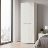 Guardaroba 2 Ante Bianco Larice Marrone Noce un Ripiano Appendiabiti 67.5x195h cm, Apertura Battente - Pinasca