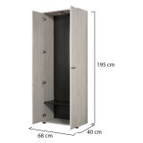 Guardaroba 2 Ante Bianco Larice Marrone Noce un Ripiano Appendiabiti 67.5x195h cm, Apertura Battente - Pinasca
