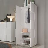 Guardaroba 2 Ante Bianco Lucido 2 Ripiani Appendiabiti 78x186.5h cm, Apertura Standard - Comerio