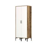 Guardaroba 2 Ante Bianco Marrone Noce Appendiabiti 5 Ripiani 80x201h cm, 2 Ante - Acate
