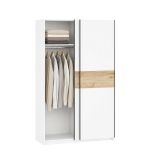 Guardaroba 2 Ante Bianco Marrone Rovere 2 Ripiani Appendiabiti 120x204h cm, 2 Ante - Maba