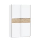 Guardaroba 2 Ante Bianco Marrone Rovere 2 Ripiani Appendiabiti 120x204h cm, 2 Ante - Maba