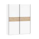 Guardaroba 2 Ante Bianco Marrone Rovere 2 Ripiani Appendiabiti 150x204h cm, 2 Ante - Manita