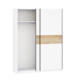 Guardaroba 2 Ante Bianco Marrone Rovere 2 Ripiani Appendiabiti 150x204h cm, 2 Ante - Manita