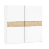 Guardaroba 2 Ante Bianco Marrone Rovere 2 Ripiani Appendiabiti 200x204h cm, 2 Ante - Nalika