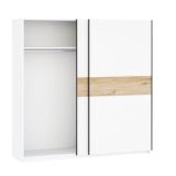 Guardaroba 2 Ante Bianco Marrone Rovere 2 Ripiani Appendiabiti 200x204h cm, 2 Ante - Nalika
