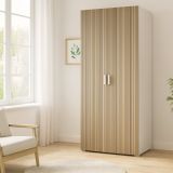 Guardaroba 2 Ante Bianco Marrone Rovere 2 Ripiani Appendiabiti 80x180h cm, Apertura Battente - Susella