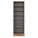 Guardaroba 2 Ante Bianco Marrone Rovere 6 Ripiani Appendiabiti 60x183h cm, Apertura Battente - Modenese