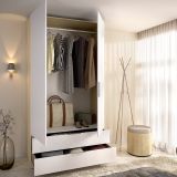 Guardaroba 2 Ante Bianco Marrone Rovere Appendiabiti 2 Cassetti 51x204h cm, un Ripiano - Montclare