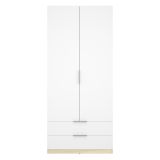 Guardaroba 2 Ante Bianco Marrone Rovere Appendiabiti 2 Cassetti 51x204h cm, un Ripiano - Montclare