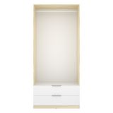 Guardaroba 2 Ante Bianco Marrone Rovere Appendiabiti 2 Cassetti 51x204h cm, un Ripiano - Montclare