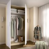 Guardaroba 2 Ante Bianco Marrone Rovere Appendiabiti Cassetti 51x204h cm, un Ripiano - Tulot