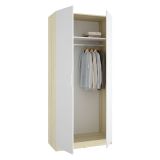 Guardaroba 2 Ante Bianco Marrone Rovere Appendiabiti Cassetti 51x204h cm, un Ripiano - Tulot