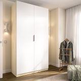 Guardaroba 2 Ante Bianco Marrone Rovere Appendiabiti Cassetti 51x204h cm, un Ripiano - Tulot