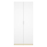 Guardaroba 2 Ante Bianco Marrone Rovere Appendiabiti Cassetti 51x204h cm, un Ripiano - Tulot