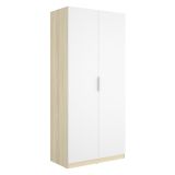 Guardaroba 2 Ante Bianco Marrone Rovere Appendiabiti Cassetti 51x204h cm, un Ripiano - Tulot