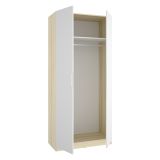 Guardaroba 2 Ante Bianco Marrone Rovere Appendiabiti Cassetti 51x204h cm, un Ripiano - Tulot