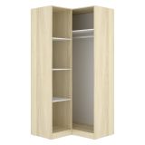 Guardaroba 2 Ante Bianco Marrone Rovere Appendiabiti Cassetti 95x204h cm, 4 Ripiani - Luber