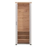 Guardaroba 2 Ante Bianco Marrone Rovere Nodi Appendiabiti 3 Ripiani 75x194.5h cm, 4 Vani - Vittuone