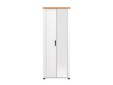 Guardaroba 2 Ante Bianco Marrone Rovere Nodi Appendiabiti 3 Ripiani 75x194.5h cm, 4 Vani - Vittuone