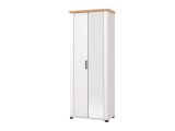 Guardaroba 2 Ante Bianco Marrone Rovere Nodi Appendiabiti 3 Ripiani 75x194.5h cm, 4 Vani - Vittuone