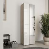 Guardaroba 2 Ante Bianco Marrone Rovere Nodi Appendiabiti 4 Ripiani 60x192.5h cm, 5 Vani - Griante