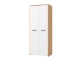 Guardaroba 2 Ante Bianco Marrone Rovere Nodi Appendiabiti un Ripiano 80.5x203.5h cm, 2 Ante - Santadi