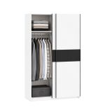 Guardaroba 2 Ante Bianco Nero Antracite 2 Ripiani Appendiabiti 120x204h cm, 2 Ante - Maba