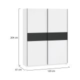 Guardaroba 2 Ante Bianco Nero Antracite 2 Ripiani Appendiabiti 150x204h cm, 2 Ante - Manita