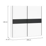 Guardaroba 2 Ante Bianco Nero Antracite 2 Ripiani Appendiabiti 200x204h cm, 2 Ante - Nalika