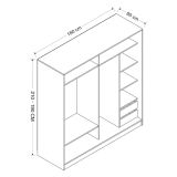 Guardaroba 2 Ante Bianco Nero Antracite 5 Ripiani Appendiabiti 180x210h cm, Apertura Scorrevole - Cuvio