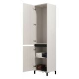 Guardaroba 2 Ante Bianco Nero Appendiabiti 2 Ripiani 54.5x205.5h cm, 3 Vani - Monta