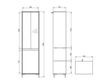 Guardaroba 2 Ante Bianco Nero Appendiabiti 2 Ripiani 54.5x205.5h cm, 3 Vani - Monta