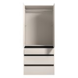 Guardaroba 2 Ante Bianco Nero Appendiabiti 3 Cassetti 93x211h cm, un Ripiano - Vimercatii