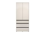 Guardaroba 2 Ante Bianco Nero Appendiabiti 3 Cassetti 93x211h cm, un Ripiano - Vimercatii