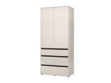 Guardaroba 2 Ante Bianco Nero Appendiabiti 3 Cassetti 93x211h cm, un Ripiano - Vimercatii