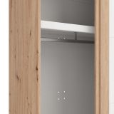 Guardaroba 2 Ante Bianco Opaco Marrone Rovere 2 Ripiani Appendiabiti 195x218h cm, Apertura Scorrevole - Bujumb