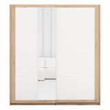 Guardaroba 2 Ante Bianco Opaco Marrone Rovere 2 Ripiani Appendiabiti 195x218h cm, Apertura Scorrevole - Bujumb