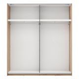 Guardaroba 2 Ante Bianco Opaco Marrone Rovere 2 Ripiani Appendiabiti 195x218h cm, Apertura Scorrevole - Bujumb