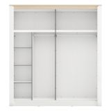 Guardaroba 2 Ante Bianco Opaco Marrone Rovere 5 Ripiani Appendiabiti 199x217h cm, Apertura Scorrevole - Lunenb