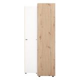 Guardaroba 2 Ante Bianco Opaco Marrone Rovere Nodi 4 Ripiani Appendiabiti 95x208h cm, Apertura Battente - Tavole
