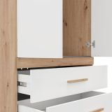 Guardaroba 2 Ante Bianco Opaco Marrone Rovere Nodi Appendiabiti 2 Cassetti 79x208h cm, un Ripiano - Tilcara
