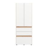 Guardaroba 2 Ante Bianco Opaco Marrone Rovere Nodi Appendiabiti 3 Cassetti 79x208h cm, un Ripiano - Venas